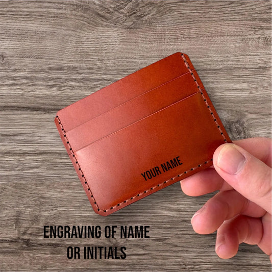 Personalized leather card holder id
