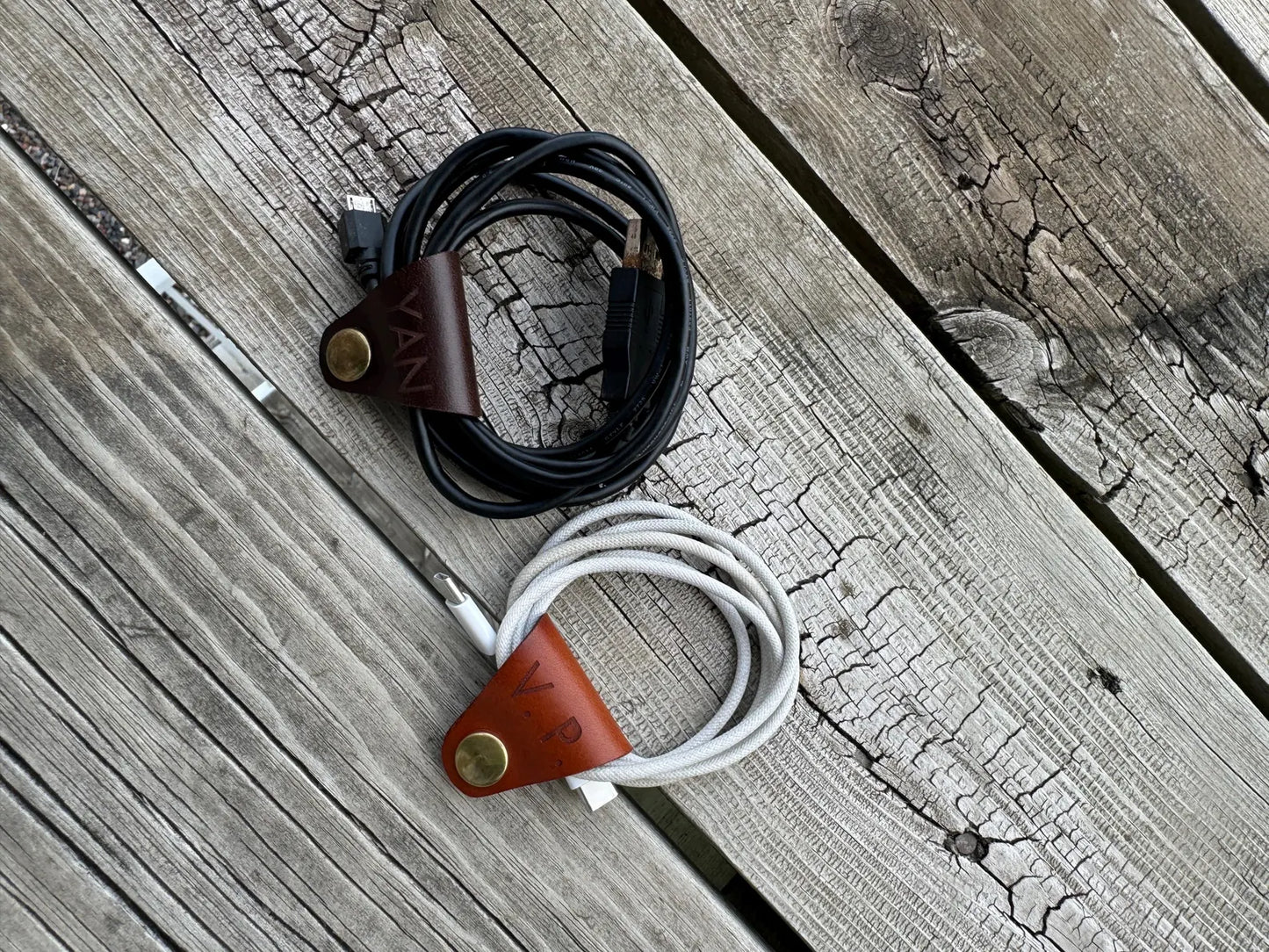 Set of 3 Custom Leather Cord Keeper