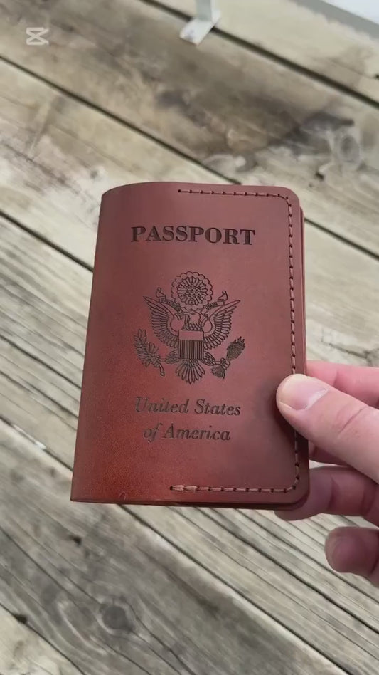 Personalized Leather holder for American passport